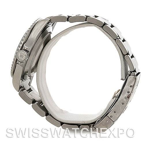 The image shows a side view of the Rolex Submariner 16610 Men's Stainless Steel Black Dial 16610 Men's Stainless Steel Black Dial watch, focusing on the band and profile of the case.