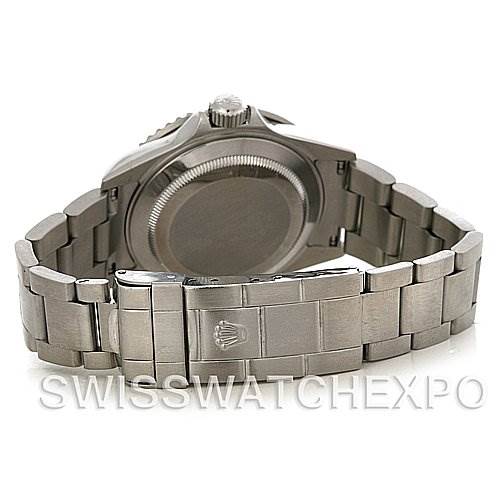 The image shows the back case and bracelet of a Rolex Submariner 16610 Men's Stainless Steel Black Dial 16610 Men's Stainless Steel Black Dial watch, viewed from the rear.