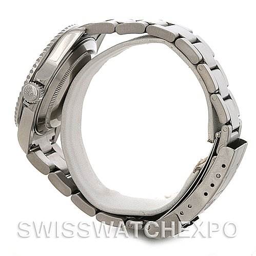 This image shows a side view of the Rolex Submariner 16610 Men's Stainless Steel Black Dial 16610 Men's Stainless Steel Black Dial watch, focusing on the bracelet and clasp.