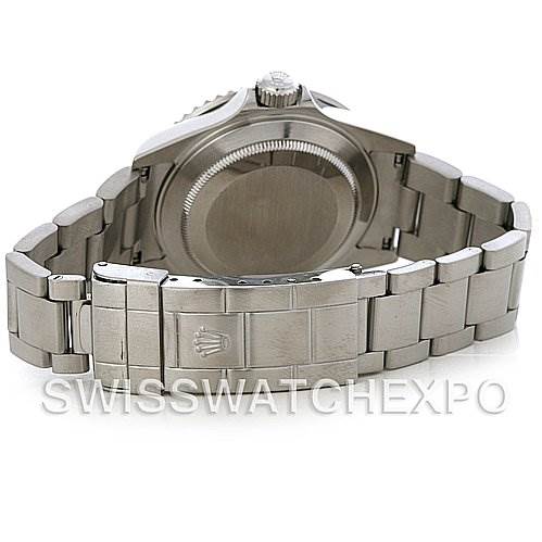 The image shows the back case and bracelet of a Rolex Submariner 16610 Men's Stainless Steel Black Dial 16610 Men's Stainless Steel Black Dial watch, viewed from a rear angle.