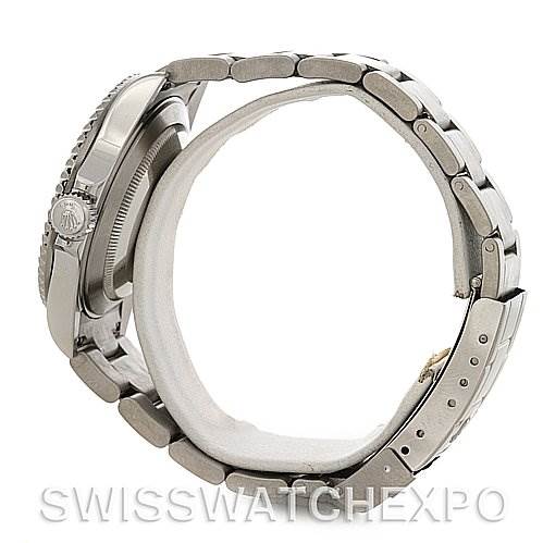 This image shows a side view of the Rolex Submariner 16610 Men's Stainless Steel Black Dial 16610 Men's Stainless Steel Black Dial watch, highlighting the bracelet, clasp, and partially visible crown and case.