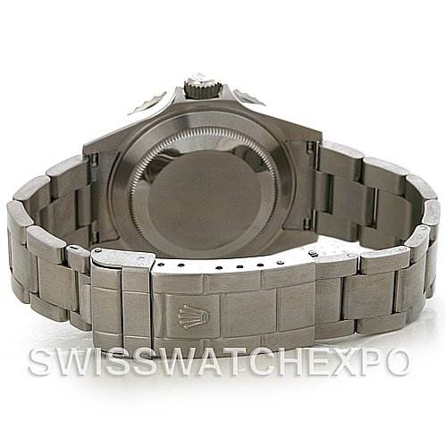 This image shows the back view of a stainless steel Rolex Submariner 16610 Men's Stainless Steel Black Dial 16610 Men's Stainless Steel Black Dial watch, highlighting the bracelet and case back.