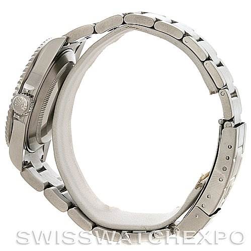 This image shows a side profile of the Rolex Submariner 16610 Men's Stainless Steel Black Dial 16610 Men's Stainless Steel Black Dial, highlighting the bracelet, clasp, and case.