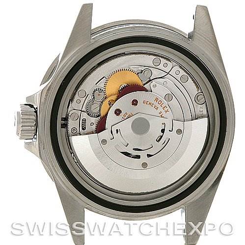 The image shows the internal mechanism of a Rolex Submariner 16610 Men's Stainless Steel Black Dial 16610 Men's Stainless Steel Black Dial, viewed from the back.