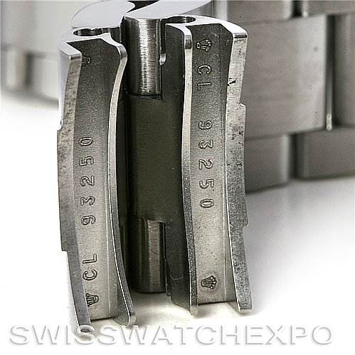 This image shows a close-up of the metal bracelet links of a Rolex Submariner 16610 Men's Stainless Steel Black Dial 16610 Men's Stainless Steel Black Dial watch, specifically model number 93250.