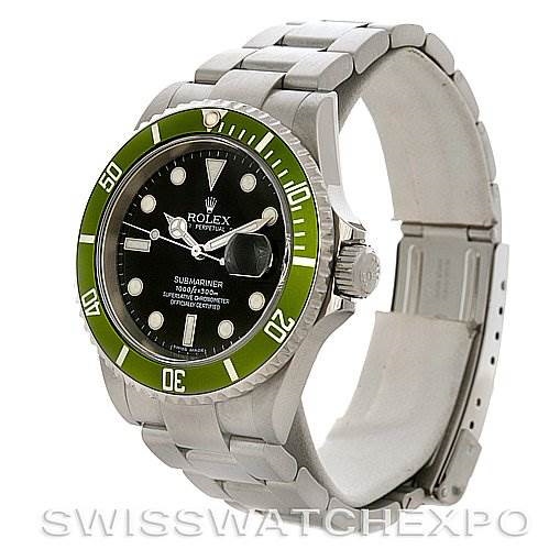 Rolex Green Submariner 50th Anniversary Steel Watch 16610LV Year 2007 SwissWatchExpo
