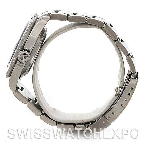 The image shows a side view of a Rolex Submariner 16610 Men's Stainless Steel Black Dial 16610 Men's Stainless Steel Black Dial watch, highlighting the case, crown, and bracelet.