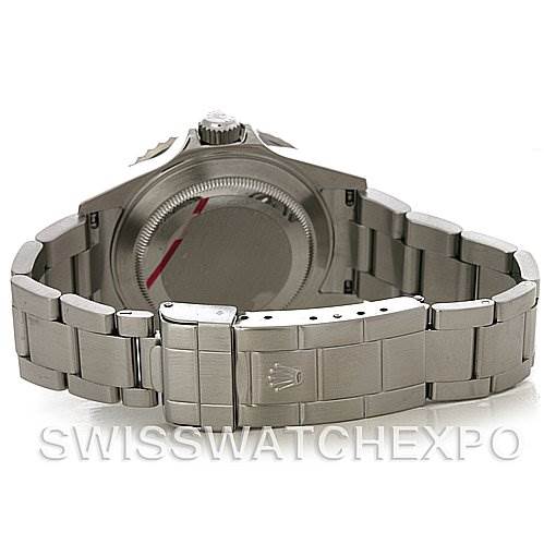 The image shows the back view of a Rolex Submariner 16610 Men's Stainless Steel Black Dial 16610 Men's Stainless Steel Black Dial watch, highlighting its case back and stainless steel bracelet with the clasp.