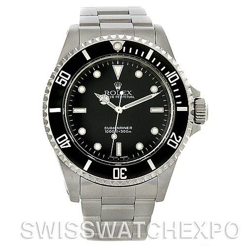 This Rolex Submariner 14060M Men's Stainless Steel Black Dial 14060M Men's Stainless Steel Black Dial watch is shown from the front, highlighting its bezel, dial, hands, and bracelet.