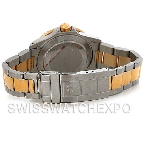 This image shows the back and bracelet of a Rolex Submariner 16803 Men's Steel and Gold (two tone) Blue Dial 16803 Men's Steel and Gold (two tone) Blue Dial watch, highlighting the clasp and two-tone metal design.