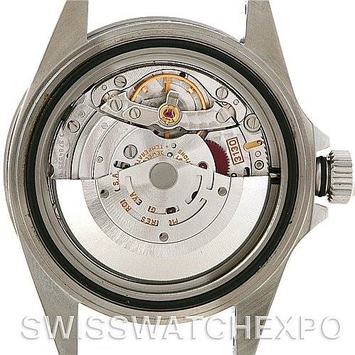 The image shows the internal mechanical movement of a Rolex Submariner 14060M Men's Stainless Steel Black Dial 14060M Men's Stainless Steel Black Dial watch, viewed from the back.