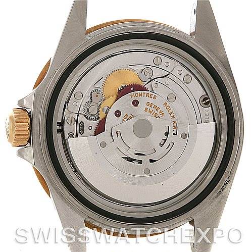 The image shows the back view of a Breitling Bentley 16613 Men's Stainless Steel Blue Dial 16613 Men's Stainless Steel Blue Dial watch, highlighting its internal movement and components.