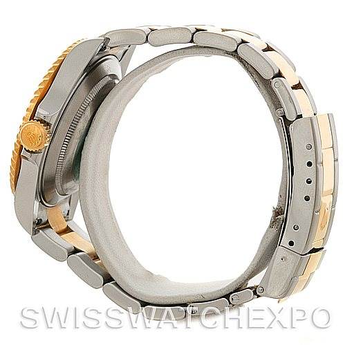 Side view of a Bentley model Breitling watch, showcasing the band, bezel, and clasp.