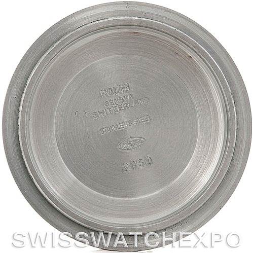 This image shows the inner case back of a Rolex Submariner 16610 Men's Stainless Steel Black Dial 16610 Men's Stainless Steel Black Dial watch, inscribed with the brand and model details.