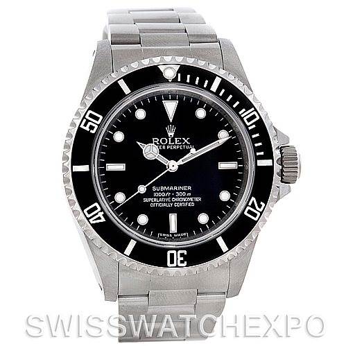 This image shows a frontal view of a Rolex Submariner 14060M Men's Stainless Steel Black Dial 14060M Men's Stainless Steel Black Dial watch, displaying the face, bezel, crown, and bracelet.