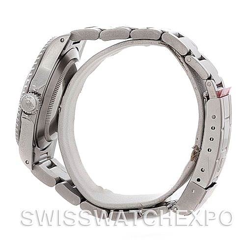 The image shows a side profile of a Rolex Submariner 14060M Men's Stainless Steel Black Dial 14060M Men's Stainless Steel Black Dial watch, focusing on the case, crown, and bracelet.