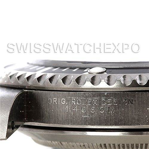 The image shows a side view of a Rolex watch bezel and part of the case, displaying the model number 14060M etched on the case.