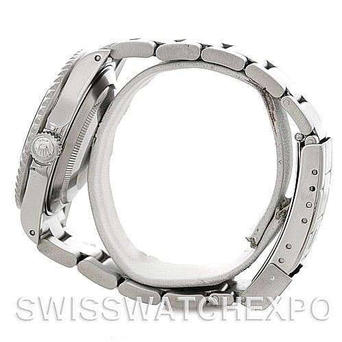 The image shows a side view of a Rolex Submariner 16610 Men's Stainless Steel Black Dial 16610 Men's Stainless Steel Black Dial watch, focusing on the crown, case, and part of the bracelet.