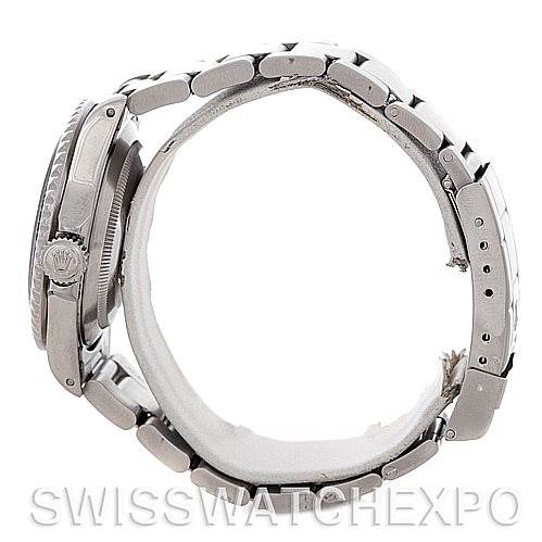 The image shows a side view of the Rolex Submariner 16610 Men's Stainless Steel Black Dial 16610 Men's Stainless Steel Black Dial, focusing on the case, bracelet, and crown.