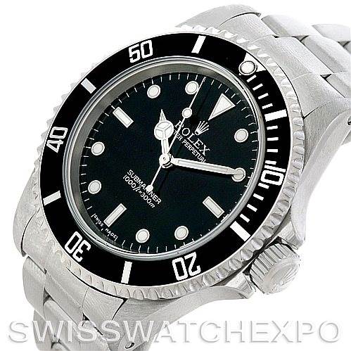 The image shows a Rolex Submariner 14060 Men
s Stainless Steel Black Dial 14060 Men
s Stainless Steel Black Dial watch at a slight angle, highlighting its face, bezel, and bracelet.