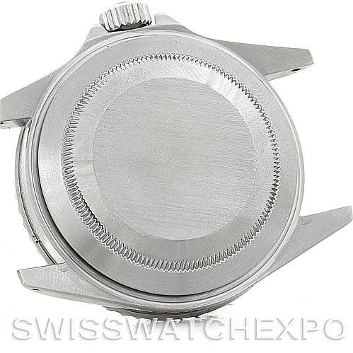 The image shows the back case and crown of a Rolex Submariner 14060 Men
s Stainless Steel Black Dial 14060 Men
s Stainless Steel Black Dial watch.