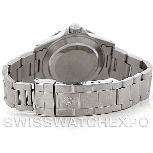 The image shows the back case and bracelet of a Rolex Submariner 14060 Men
s Stainless Steel Black Dial 14060 Men
s Stainless Steel Black Dial watch, viewed from behind.