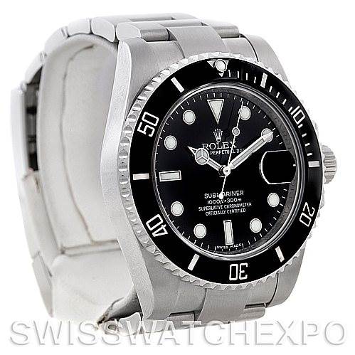 The image shows a front-angle view of the Rolex Submariner 116610LN Men's Stainless Steel Black Dial 116610LN Men's Stainless Steel Black Dial watch, displaying the face, bezel, and part of the bracelet.
