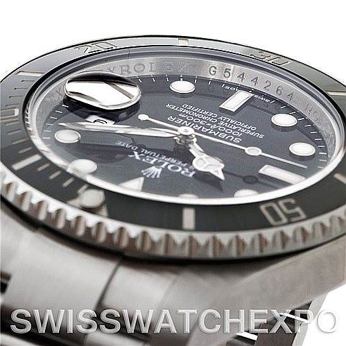 The image shows a close-up, angled view of a Rolex Submariner 116610LN Men's Stainless Steel Black Dial 116610LN Men's Stainless Steel Black Dial, highlighting the bezel, dial, and part of the bracelet.