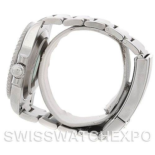 This image shows a side view of a Rolex Submariner 116610LN Men's Stainless Steel Black Dial 116610LN Men's Stainless Steel Black Dial watch, highlighting the crown and bracelet.