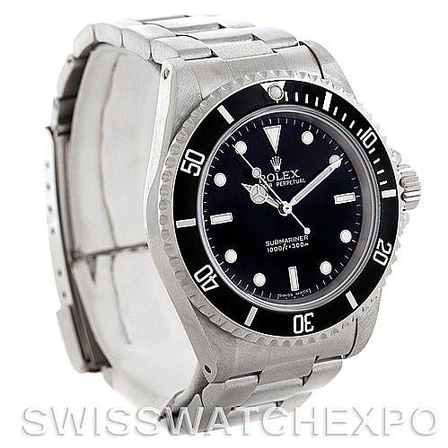The image shows a Rolex Submariner 14060 Men's Stainless Steel Black Dial 14060 Men's Stainless Steel Black Dial watch from a three-quarter angle, highlighting the face, bezel, and bracelet.