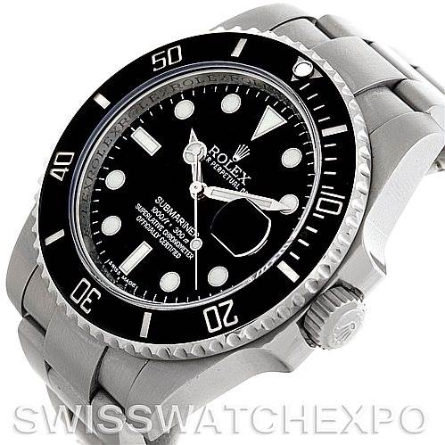 This image shows a Rolex Submariner 116610 Men's Stainless Steel Black Dial 116610 Men's Stainless Steel Black Dial watch angled to display the face, bezel, crown, and a portion of the bracelet.