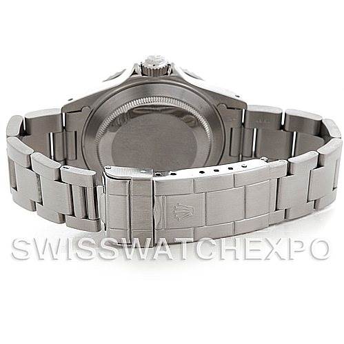 This image shows the back and bracelet of a Rolex Submariner 14060 Men's Stainless Steel Black Dial 14060 Men's Stainless Steel Black Dial watch, highlighting the clasp and caseback.