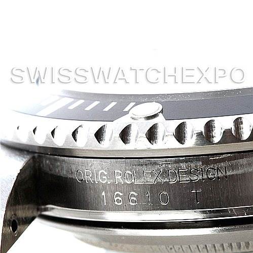 The image shows a close-up of the bezel and case side of a Rolex Submariner 16610 Men's Stainless Steel Black Dial 16610 Men's Stainless Steel Black Dial, displaying the model number 16610.
