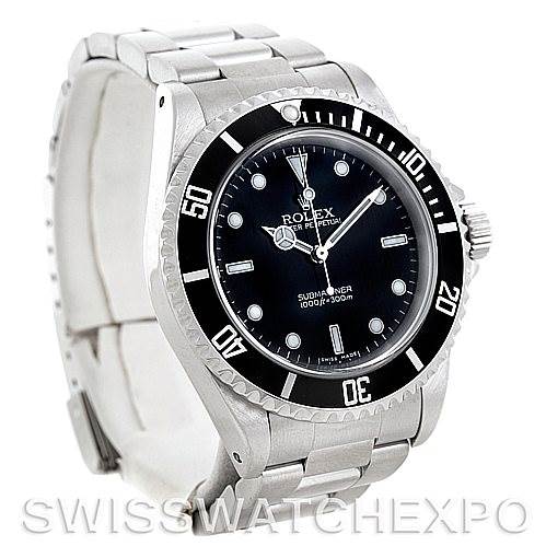 This image shows a Rolex Submariner 14060 Men's Stainless Steel Black Dial 14060 Men's Stainless Steel Black Dial watch at a three-quarter angle, displaying the face, bezel, and bracelet.
