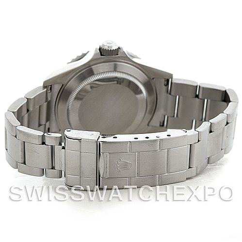 The image shows the back and bracelet of a Rolex Submariner 16610 Men
s Stainless Steel Black Dial 16610 Men
s Stainless Steel Black Dial watch from a rear angle.
