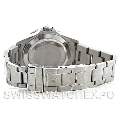 The image shows the back view of the Rolex Submariner 16610 Men
s Stainless Steel Black Dial 16610 Men
s Stainless Steel Black Dial watch, focusing on the case back and bracelet.