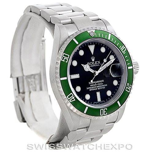 Rolex Green Submariner Steel Watch 16610LV SwissWatchExpo