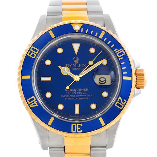 Photo of Rolex Blue Submariner Steel 18K Yellow Gold Watch 16613