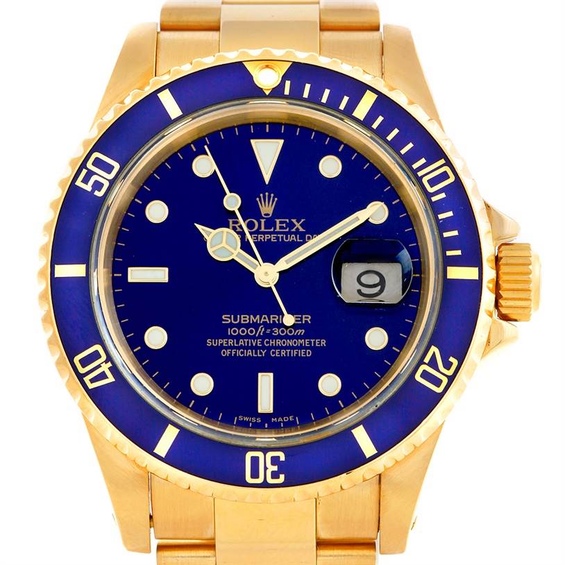 Rolex Submariner 18k Yellow Gold Watch 16618 | SwissWatchExpo