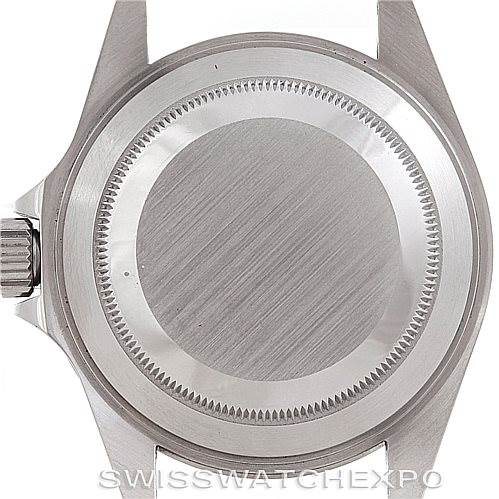 This image shows the back case and crown of a Rolex Submariner 14060 Men
s Stainless Steel Black Dial 14060 Men
s Stainless Steel Black Dial watch.