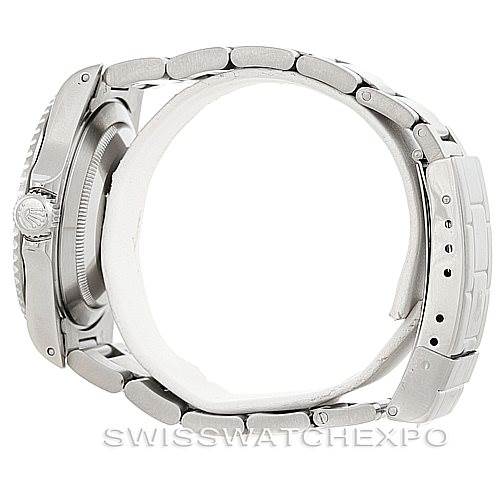 This image shows a side view of a Rolex Submariner 14060 Men
s Stainless Steel Black Dial 14060 Men
s Stainless Steel Black Dial, highlighting its case, crown, and bracelet.