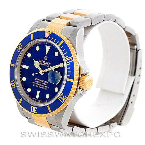 Rolex Submariner Steel and Yellow Gold Blue Dial Watch 16613 SwissWatchExpo