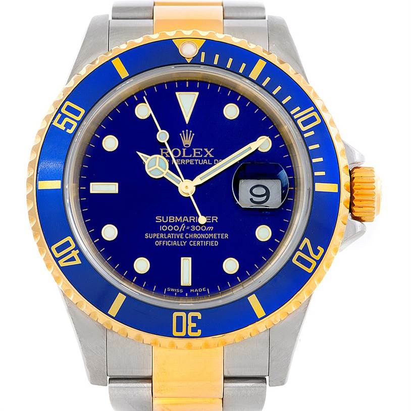 Rolex Submariner Steel and Yellow Gold Blue Dial Watch 16613 ...