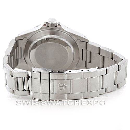 This image shows the case back and bracelet clasp of a Rolex Submariner 14060 Men's Stainless Steel Black Dial 14060 Men's Stainless Steel Black Dial watch, viewed from the rear.