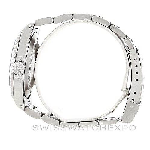 The image shows a side view of the Rolex Submariner 14060 Men's Stainless Steel Black Dial 14060 Men's Stainless Steel Black Dial watch, highlighting the case, bezel, crown, and the bracelet's side profile.