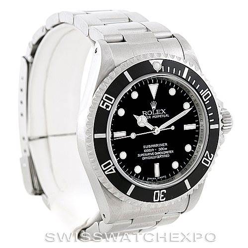 The image shows a front and three-quarter view of the Rolex Submariner 14060 Men's Stainless Steel Black Dial 14060 Men's Stainless Steel Black Dial watch, displaying its face, bezel, bracelet, and crown.