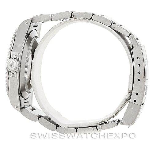 The image shows a side view of a Rolex Submariner 14060 Men's Stainless Steel Black Dial 14060 Men's Stainless Steel Black Dial watch, highlighting its bracelet and crown.