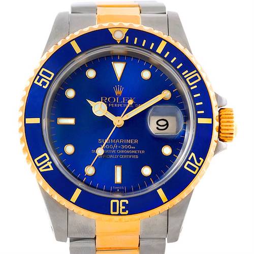 Photo of Rolex Submariner Steel Yellow Gold Blue Dial Watch 16613