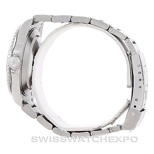 The image shows a side view of the Rolex Submariner 16610 Men's Stainless Steel Black Dial 16610 Men's Stainless Steel Black Dial watch, highlighting its bracelet, clasp, and profile of the case.