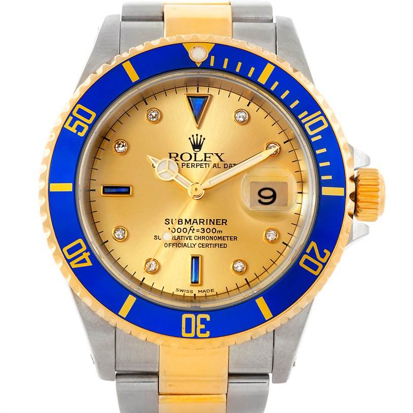 Rolex Submariner Steel Yellow Gold Serti Dial Watch 16613 | SwissWatchExpo